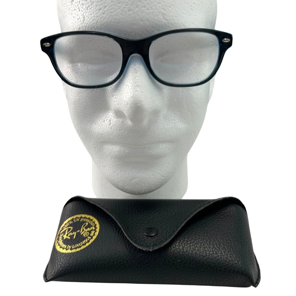 Ray Ban Blue Plastic Frame Eyeglasses Glasses 48-16-130 Black Leather Case